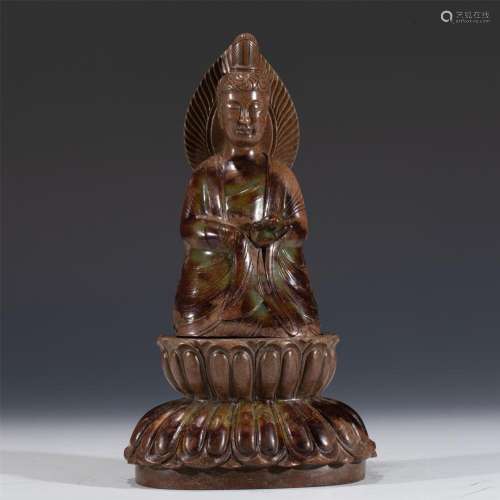 A CHINESE CARVED JADE GUANYIN