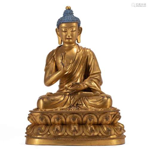 A Sino-tibetan Bronze-gilt AMOGHASIDDHI