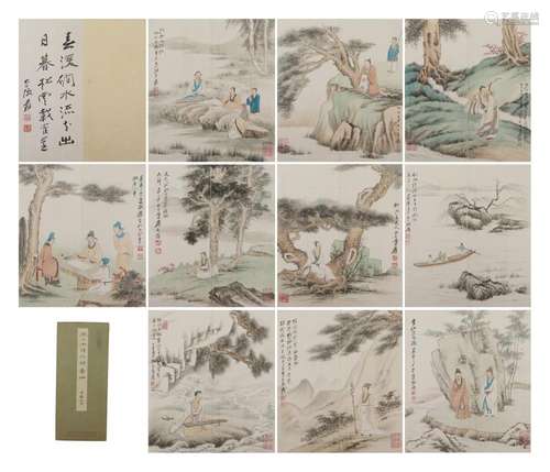 A CHINESE PAINTING ALBUM OF FIGURES SIGNED REN BONIAN