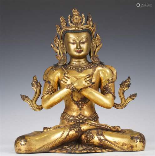 A tibetan bronze-gilt VAJRADHARA