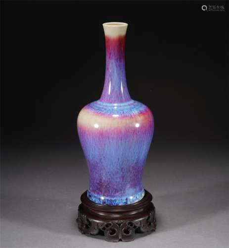 A CHINESE FLAME GLAZE VASE