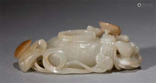A CHINESE CARVED JADE WATERPOT