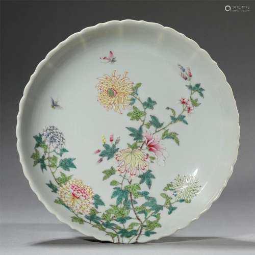 A CHINESE FAMILLE ROSE LOBED PLATE