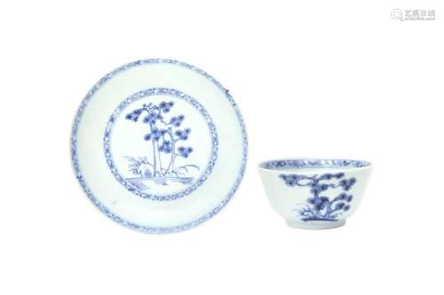A CHINESE BLUE AND WHITE CUP AND SAUCER FROM THE NANKING CAR...