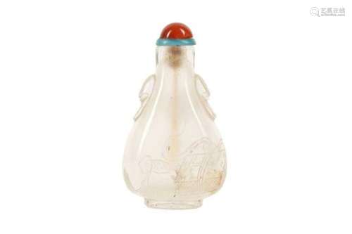 A CHINESE ROCK CRYSTAL SNUFF BOTTLE 清 水晶雕鼻煙壺