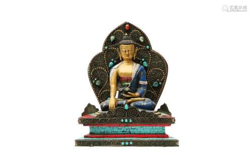 A NEPALESE PAINTED BRONZE FIGURE OF BUDDHA