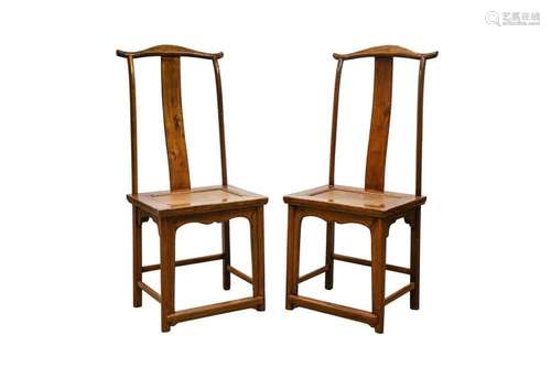 A PAIR OF CHINESE WOOD 'OFFICIAL'S HAT' CHAIRS, GUANMAOYI 十...