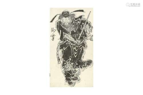 A CHINESE RUBBING HANGING SCROLL 印拓 Zhong Kui 鍾馗像拓本