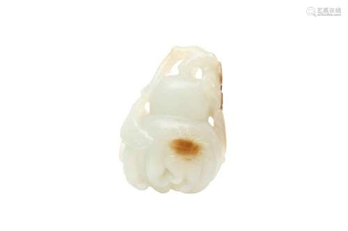 A CHINESE PALE-CELADON JADE 'FINGER CITRON' CARVING 青白玉雕...