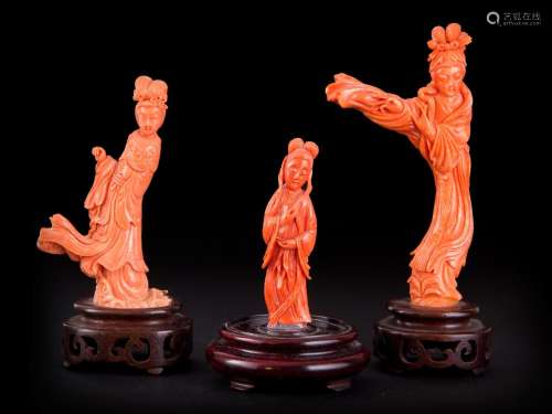 THREE LITTLE CORAL FIGURES