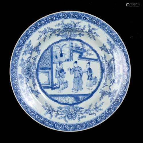 A BIG BLUE AND WHITE DISH