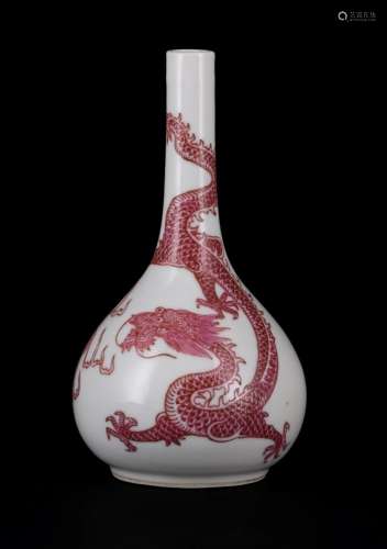 A SMALL PUCE ENAMELLED 'DRAGON' VASE