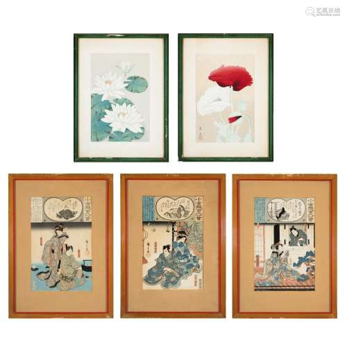 FIVE WOODBLOCK PRINTS