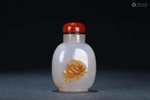 : agate snuff bottleSize: 4.5 cm wide and 3.3 cm high 6.8 cm...