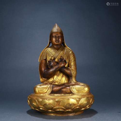 : gold master tsongkhapa statuesSize: 22 cm high 29.5 cm dia...
