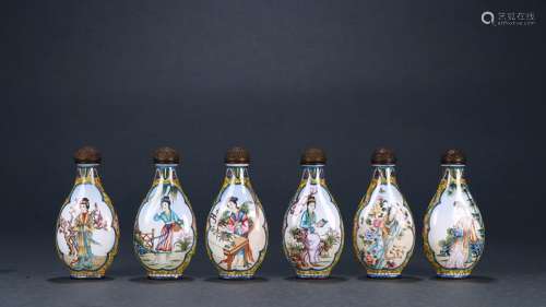 Stories of old Tibet: colored enamel snuff bottlesSize: 3.7 ...