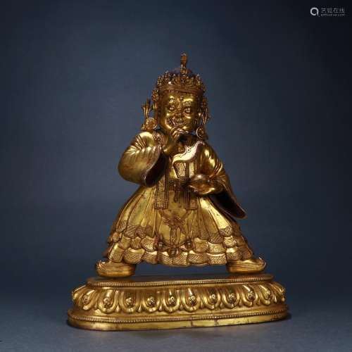 : gold Mongolian lamaism guardian deity statuesSize: 26.5 cm...