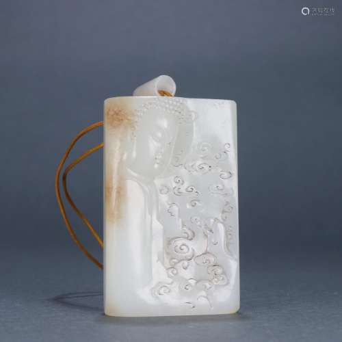 : hetian jade boy worship goddess of mercySize: 5.0 cm wide ...