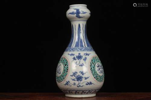 ZhengDe window - blue and white tie up branches hollow out S...