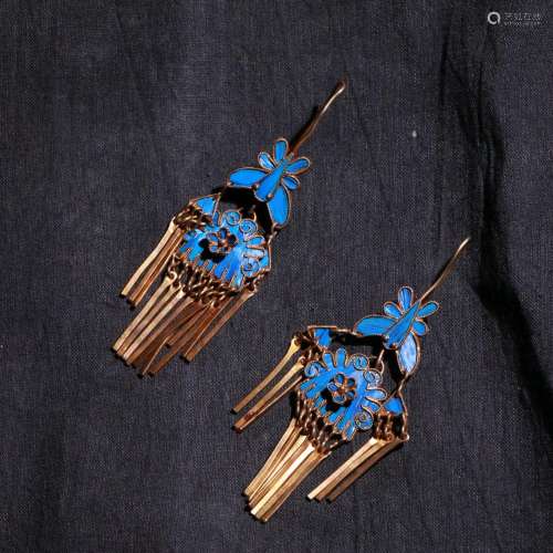 Silver and gold point cui recent tassel earringsFlower butte...