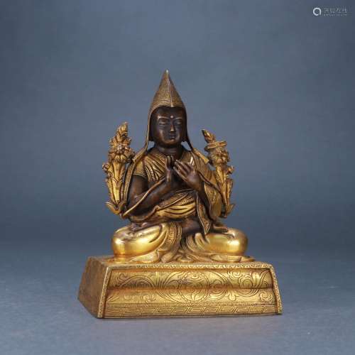 : gold master tsongkhapa statuesSize: 11.1 cm wide and 7.8 c...