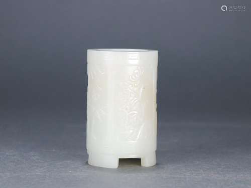 : hetian jade chrysanthemum patterns brush potSize: 5.3 cm i...