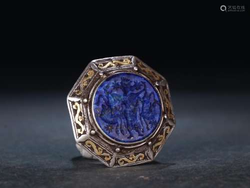 : lapis lazuli western man ringSize: diameter 2.0 cm weighs ...