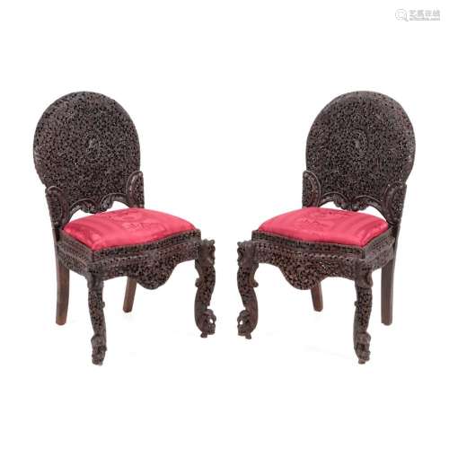 A PAIR OF ANGLO-INDIAN CHAIRS (19TH CENTURY)