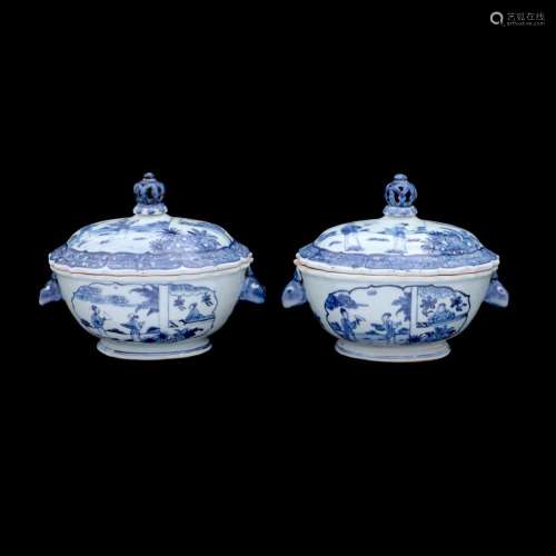 A PAIR OF SMALL TUREENS