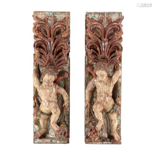 A PAIR OF HANGING PUTTI