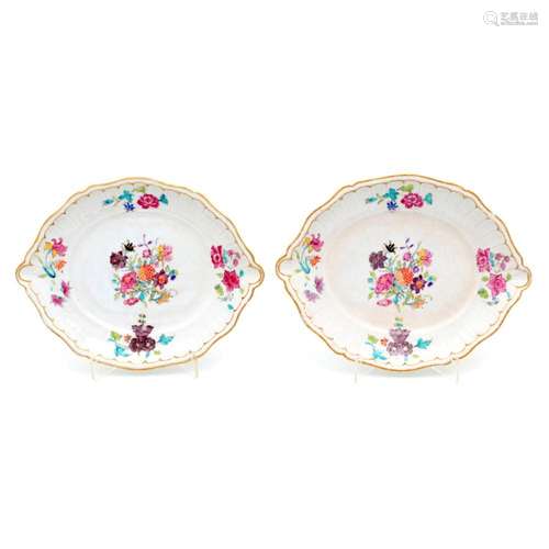 A PAIR OF OVAL SAUCERS