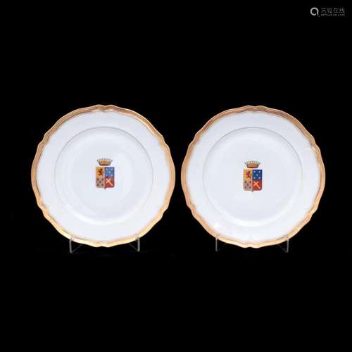 A PAIR OF ARMORIAL PLATES