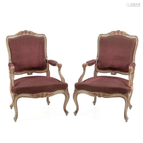 A PAIR OF LOUIS XV FAUTEUILS