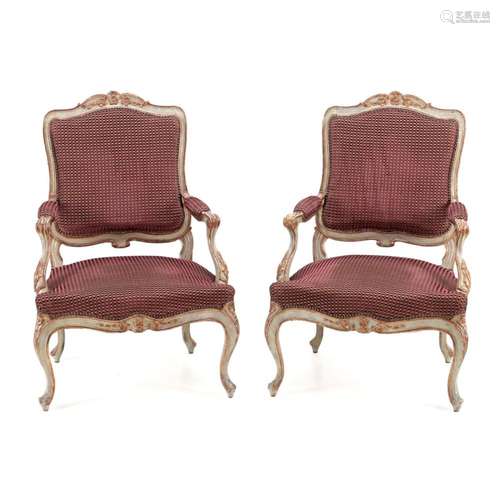 A PAIR OF LOUIS XV FAUTEUILS