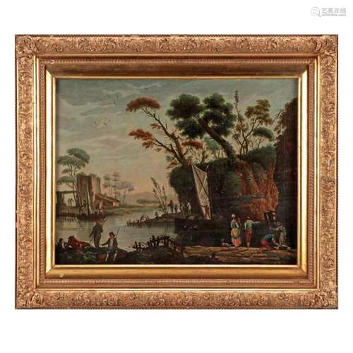 FRENCH SCHOOL (18TH/19TH CENTURY), PORT VIEW WITH FIGURES