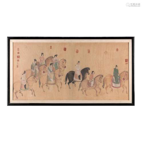 CHINESE SCHOOL (19TH/20TH CENTURY), DIGNITARIES ON HORSE