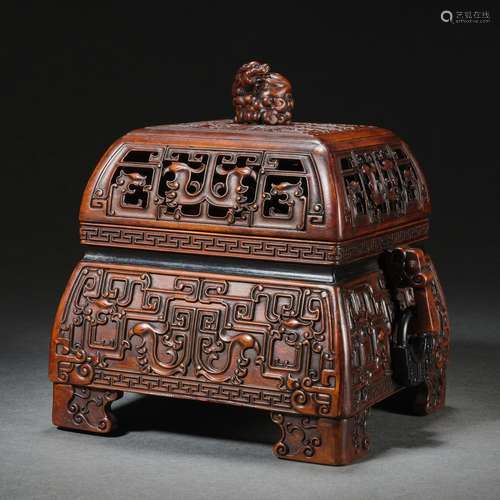 Chinese Qing hollow-out wood carving incense burner