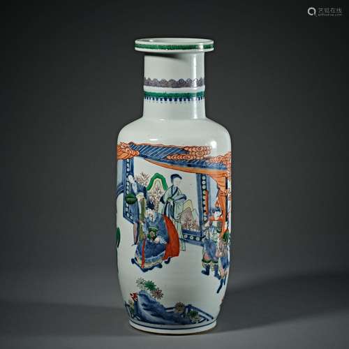 Chinese Qing Dynasty Kangxi colorful mallet bottle