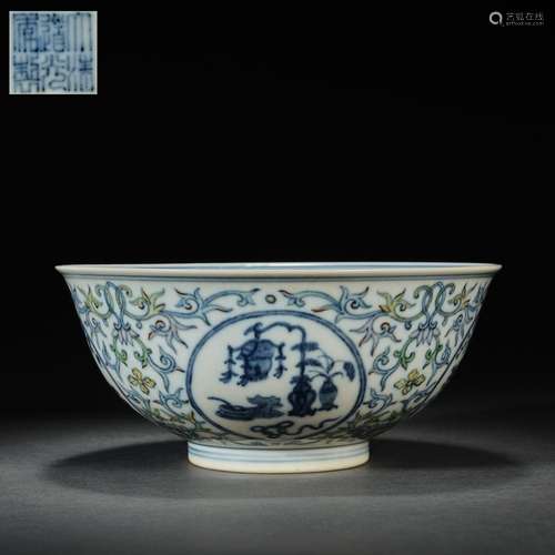 Chinese Qing Daoguang Doucai Flower Ornament Bowl