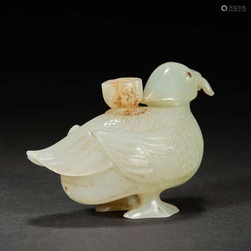 Chinese Qing Dynasty, Hetian jade, bird shape, water bowl