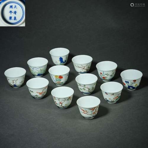 Chinese Qing Emperor Kangxi Five Colors Pastel Flower God Cu...