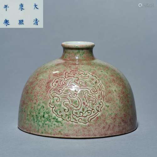 Chinese Qing Kangxi Cowpea Red Horseshoe Zun