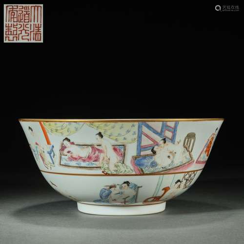 China Qing Daoguang Pastel Figure Pattern Bowl