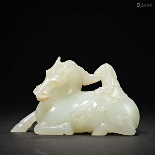 Chinese Qing Dynasty Hetian Jade Jade Horse