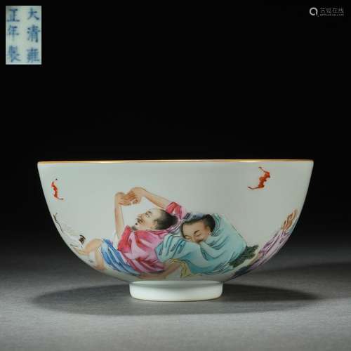 Qing Dynasty, Yongzheng, pastel color, figure pattern, bowl