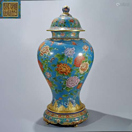 Qing Dynasty Qianlong, Cloisonne, flower decoration, Huge, J...