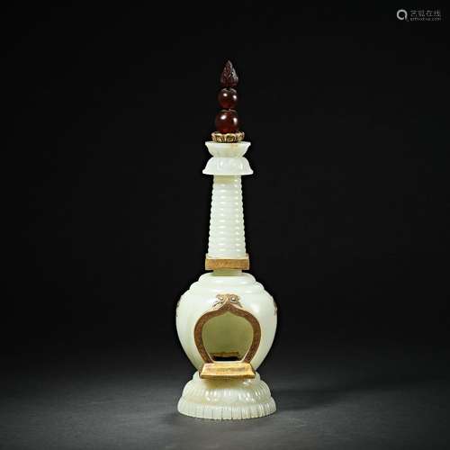 China Qing Dynasty Hetian Jade Jade Pagoda