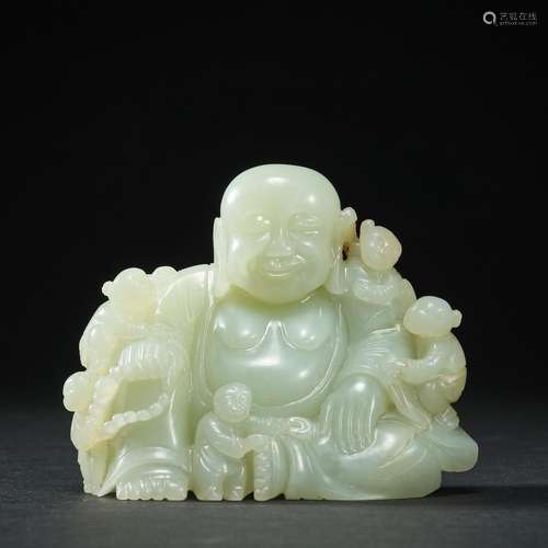 Hetian Jade, Qing Dynasty, China, Five boys making trouble w...