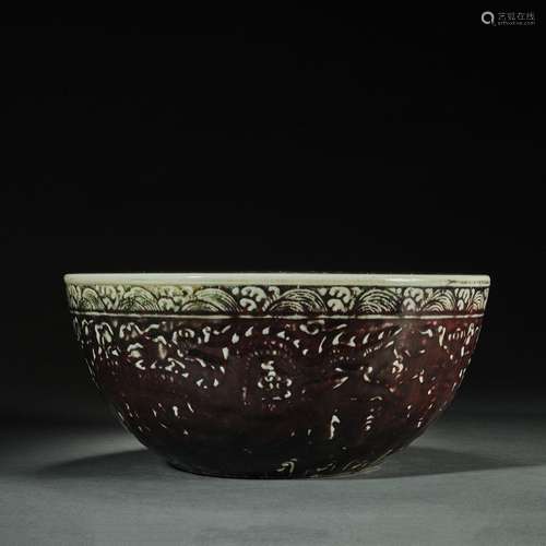 Chinese Ming Dynasty Underglaze Red Dragon Pattern Bowl