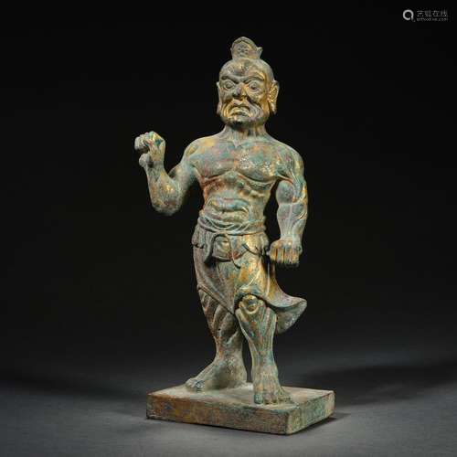 Gilt bronze warrior statue, China before Ming Dynasty